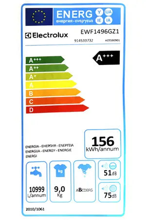 Electrolux EWF1496GZ1 – Lave-linge Hublot 9 kg Blanc | Classe A+++, SteamCare