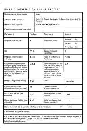 Beko BDFS26120XQ – Lave-vaisselle Pose Libre 45 cm 11 Couverts | AquaIntense 5x, Quick & Shine 58 min