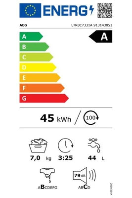 AEG LTR8C7331A – Lave-linge Top 7 kg Blanc | PowerCare, Vapeur