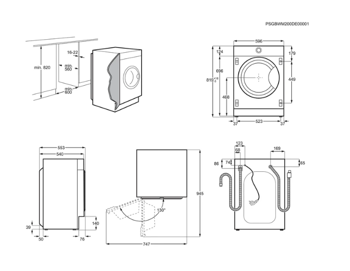 Lave-linge hublot encastrable Electrolux EW8F3814BI – 8 kg 60 cm