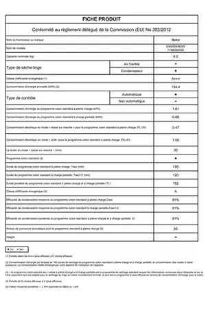 Beko D43H29493W – Sèche-linge Pompe à Chaleur 9 kg Blanc | SteamCure, Plastique Recyclé