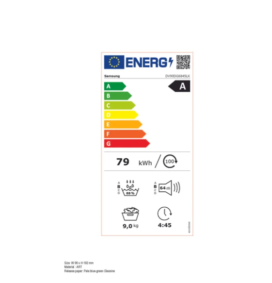 Sèche-linge pompe à chaleur Samsung DV90DG6845LK – 9 kg Classe A