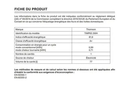 Cuisinière induction Thomson TIMP63.3WH