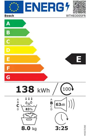 Bosch WTH8300SFR – Sèche-linge Pompe à Chaleur 8 kg Blanc | AutoDry, SensitiveDrying