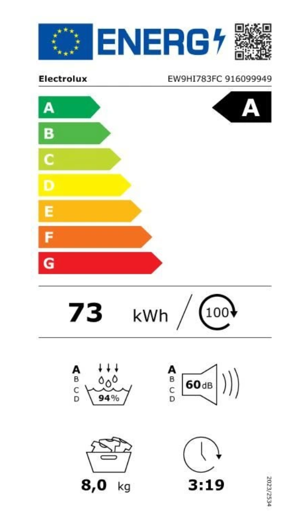 Sèche-linge pompe à chaleur Electrolux EW9HI783FC PerfectCare 900 – 8 kg 3DSense Classe A