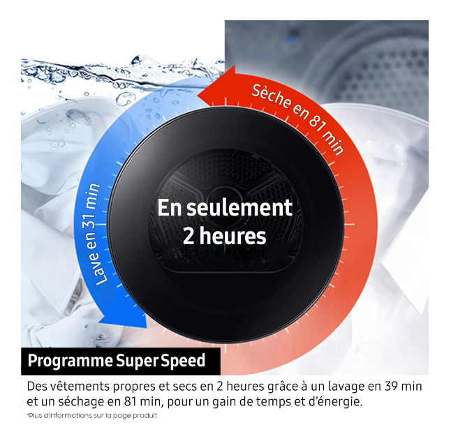 Sèche-linge pompe à chaleur Samsung DV90F09F4S BESPOKE AI – 9 kg Classe A