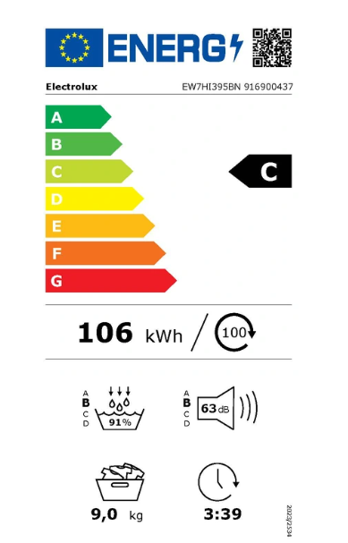 Sèche-linge pompe à chaleur Electrolux EW7HI395BN DelicateCare 700 – 9 kg