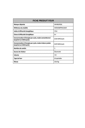 Four encastrable Whirlpool WO54S8PPM1SXAF