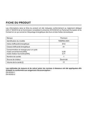 Cuisinière mixte Thomson TMMP63.3WH blanche