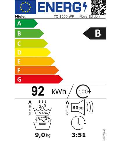 Sèche-linge pompe à chaleur Miele TQ 1000 WP Nova Edition – 9 kg QuickPowerDry