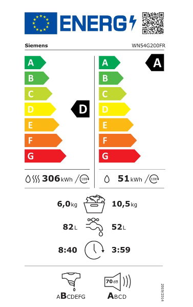 Lave-linge séchant Siemens WN54G200FR