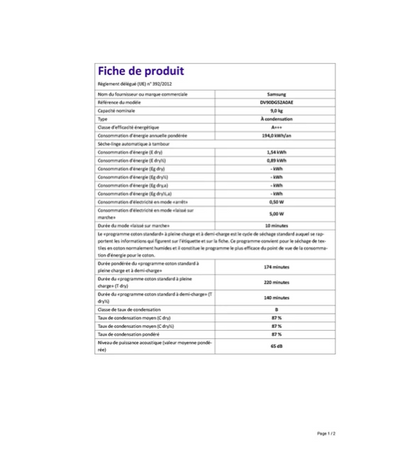Sèche-linge pompe à chaleur Samsung DV90DG52A0AE – 9 kg Classe C