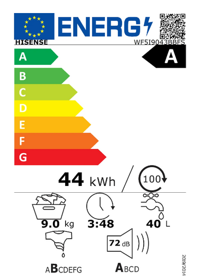 Lave-linge hublot Hisense WF5I9043BBFS iFit – 9 kg 47 cm Noir