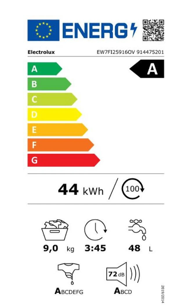 Lave-linge hublot Electrolux EW7FI25916OV – 9 kg 1600 tr/min Classe A