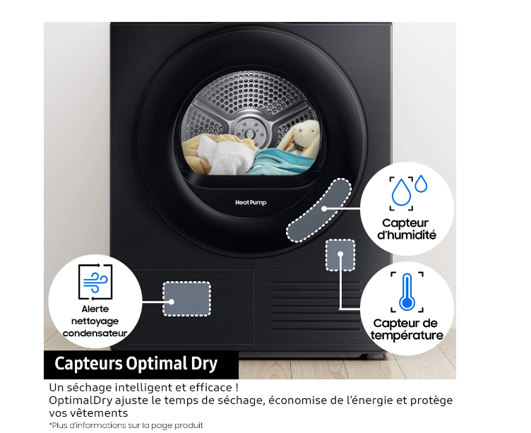 Sèche-linge pompe à chaleur Samsung DV90DG52A0AE – 9 kg Classe C