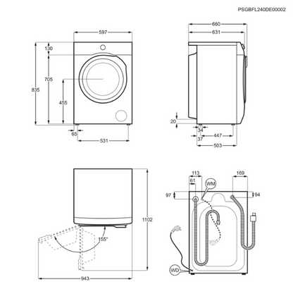 Lave-linge hublot Electrolux EW7FI25916OV – 9 kg 1600 tr/min Classe A