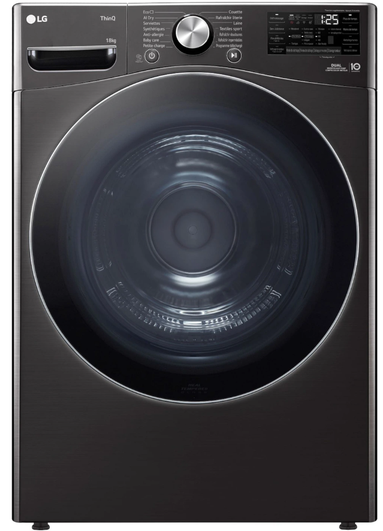 Sèche-linge pompe à chaleur LG RH8P12BS – 18 kg DUAL Inverter AI Direct Drive Noir