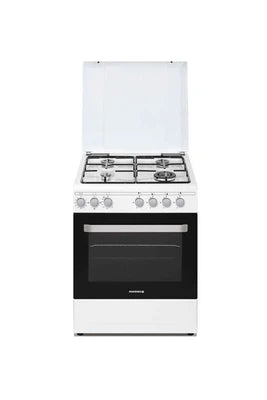 Cuisinière mixte Rosieres RGG663CSW/E - Cuisinière - pose libre - largeur : 59.8 cm - profondeur : 61 cm - hauteur : 86 cm - avec système auto-nettoyant - blanc