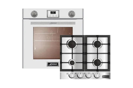 Cuisinière mixte Kaiser Cuisinière Set EG 6374 w et table de cuisson à gaz KG 6357 Blanc