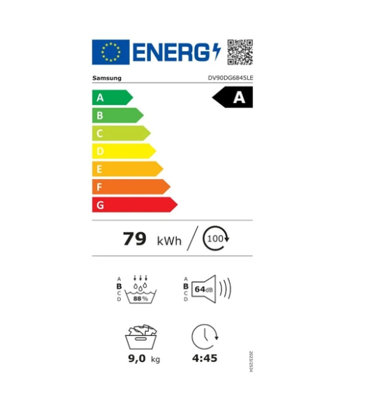 Sèche-linge pompe à chaleur Samsung DV90DG6845LE – 9 kg AI Dry+ Classe A