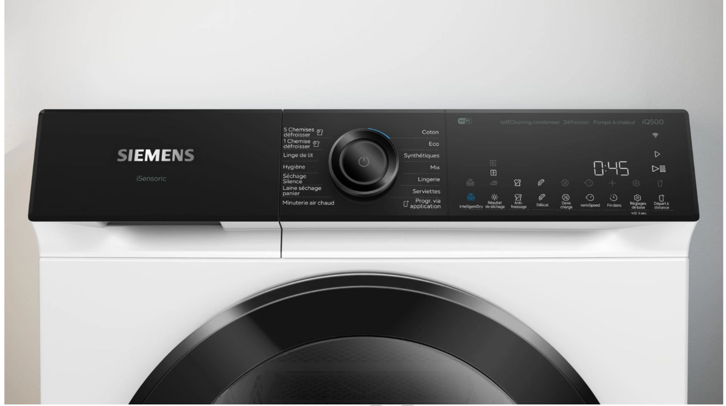 Sèche-linge pompe à chaleur Siemens WQ46H2CTFR iQ500 – 9 kg SmartFinish VarioSpeed R290