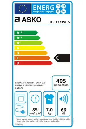 Asko TDC1773VC.S – Sèche-linge Évacuation Usage Intensif 7 kg Inox | Butterfly, Connecté