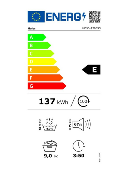Sèche-linge Haier HD90-A2959R-FR Série 295 – 9 kg I-Refresh Classe E