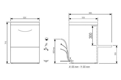Elettrobar FAST145ADG – Lave-verres/Vaisselle Professionnel Frontal | Panier 450x450 mm, EWT, EDS, Adoucisseur