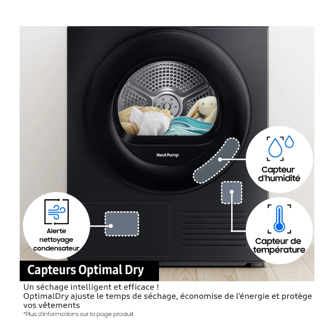 Sèche-linge pompe à chaleur Samsung DV90DG52A0AE – 9 kg Classe C