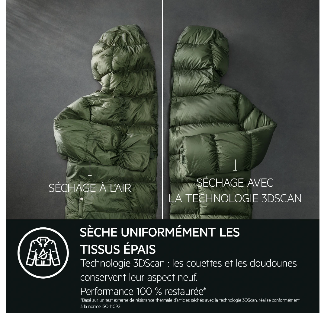 Sèche-linge pompe à chaleur AEG TR9XA59PA – 9 kg 3DScan SmartDry Triple A 60 dB