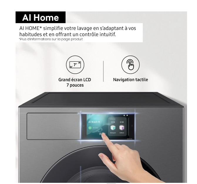 Sèche-linge pompe à chaleur Samsung DV90F09F4S BESPOKE AI – 9 kg Classe A
