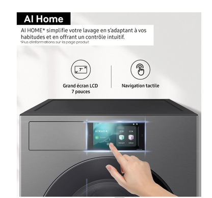 Sèche-linge pompe à chaleur Samsung DV90F09F4S BESPOKE AI – 9 kg Classe A