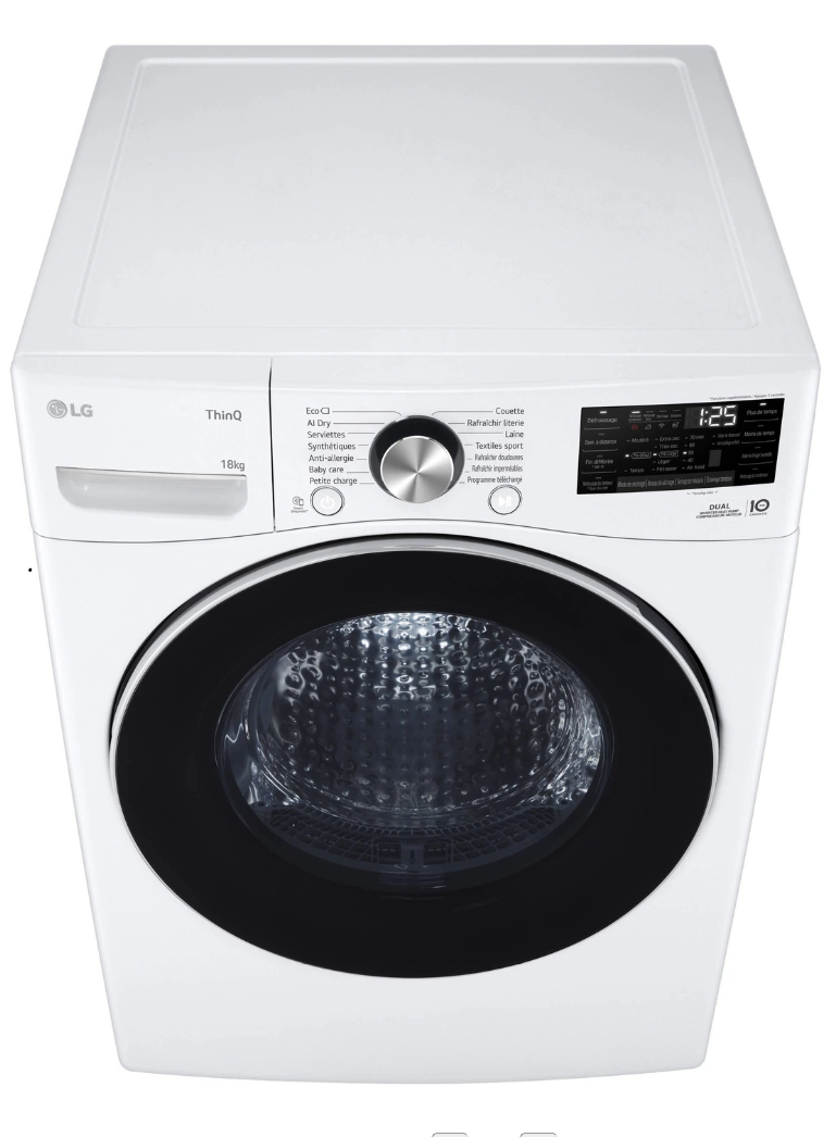 Sèche-linge pompe à chaleur LG RH8P12WH – 18 kg DUAL Inverter AI Direct Drive Blanc