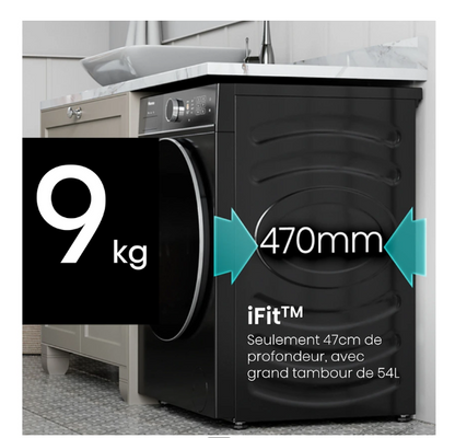 Lave-linge hublot Hisense WF5I9043BBFS iFit – 9 kg 47 cm Noir