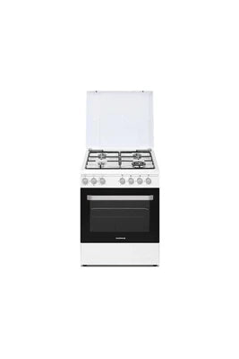 Cuisinière mixte Rosieres RGG663CSW/E - Cuisinière - pose libre - largeur : 59.8 cm - profondeur : 61 cm - hauteur : 86 cm - avec système auto-nettoyant - blanc