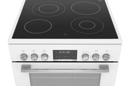 Cuisinière vitrocéramique Bosch Série 6 Cuisinière électrique pose-libre Blanc HKS79R220