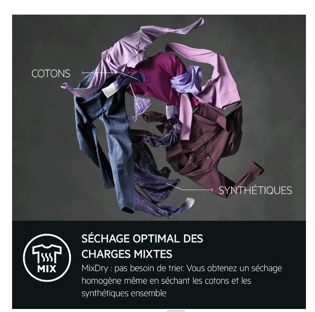 Sèche-linge pompe à chaleur AEG TR93A9H4BW Série 9000 – 9 kg Classe B