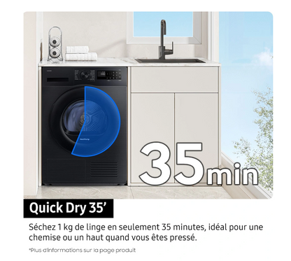 Sèche-linge pompe à chaleur Samsung DV90DG52A0AE – 9 kg Classe C