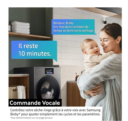 Sèche-linge pompe à chaleur Samsung DV90F09F4S BESPOKE AI – 9 kg Classe A