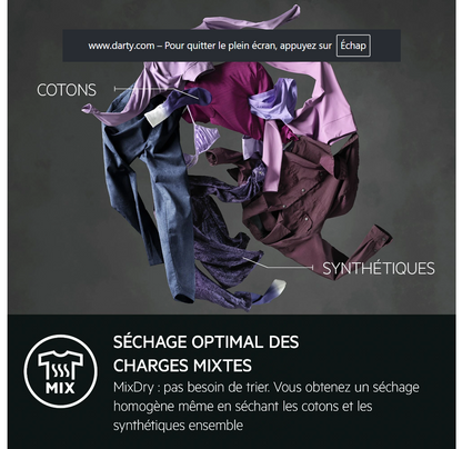 Sèche-linge pompe à chaleur AEG TR9XA59PA – 9 kg 3DScan SmartDry Triple A 60 dB