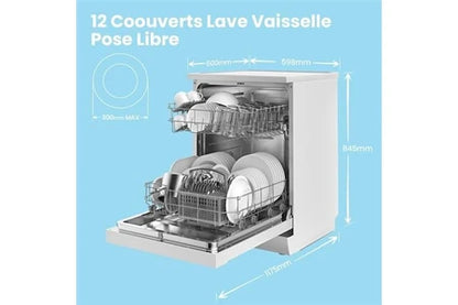 Lave-vaisselle pose libre Comfee Lave-vaisselle pose libre 60cm 49dB avec 12 couverts, 8 programmes Commande Bouton ou par téléphone