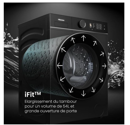 Lave-linge hublot Hisense WF5I9043BBFS iFit – 9 kg 47 cm Noir