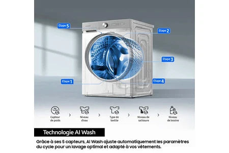 Samsung WW11DG5B25AH – Lave-linge frontal 11 kg, AI EcoBubble, 1400 tr/min, Classe A