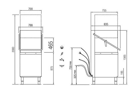 Lave-vaisselle pose libre Colged Lave vaisselle professionnel à Capot 30 litres Panier 500 x 600 mm