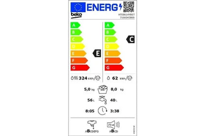 Beko HTE8614YBST – Lave-linge Séchant 8/5 kg Blanc