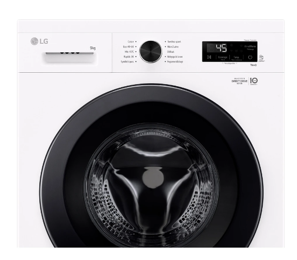 Lave-linge hublot LG F94B15WH – 9 kg Inverter Direct Drive