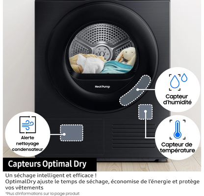 Sèche-linge pompe à chaleur Samsung DV90DB7845GB Bespoke AI – 9 kg AI Dry+ Noir Classe A