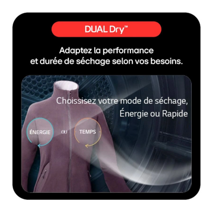 Sèche-linge pompe à chaleur LG RH9X71WH – 9 kg DUAL Inverter AI Dry Classe B