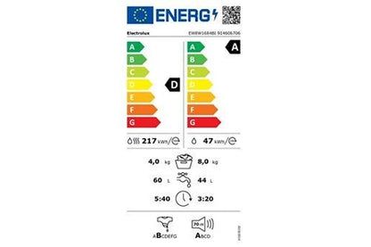 Electrolux EW8W1684BI – Lave-linge Séchant Intégrable 8/4 kg Blanc