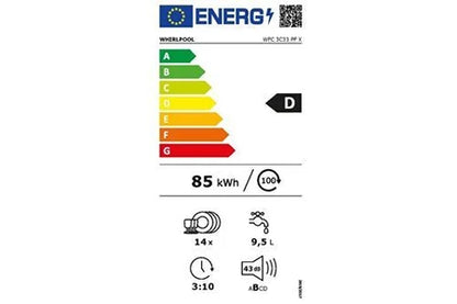 Lave-vaisselle pose libre Whirlpool Lave-vaisselle 60cm 14 couverts 43db inox WFC3C33PFX